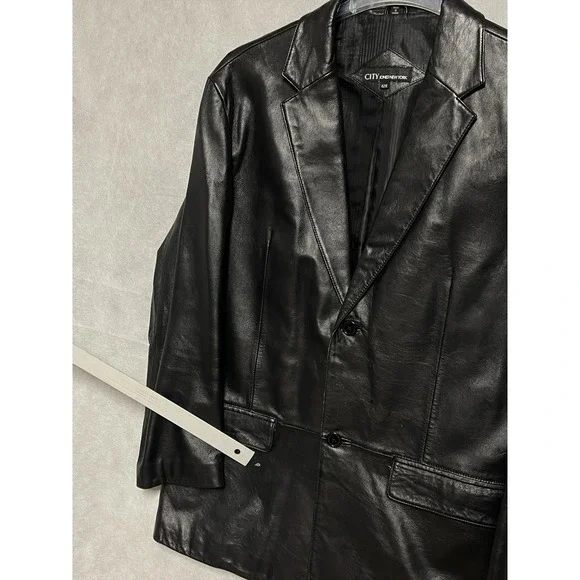 Jones New York Blazer Men 42R 44R Black City Leather Academia Casual Coat Luxury